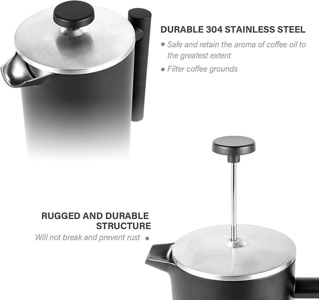  EAXCK 12oz French Press Coffee Maker, 304 Stainless
