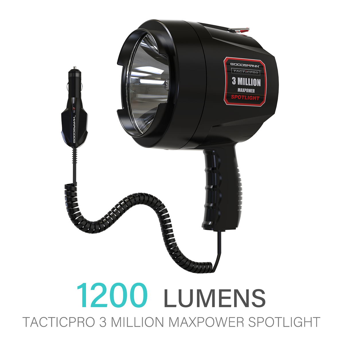 GOODSMANN 1200 Lumen Halogen Spotlight For Boats & Cars - 12V DC, Handheld With Bag